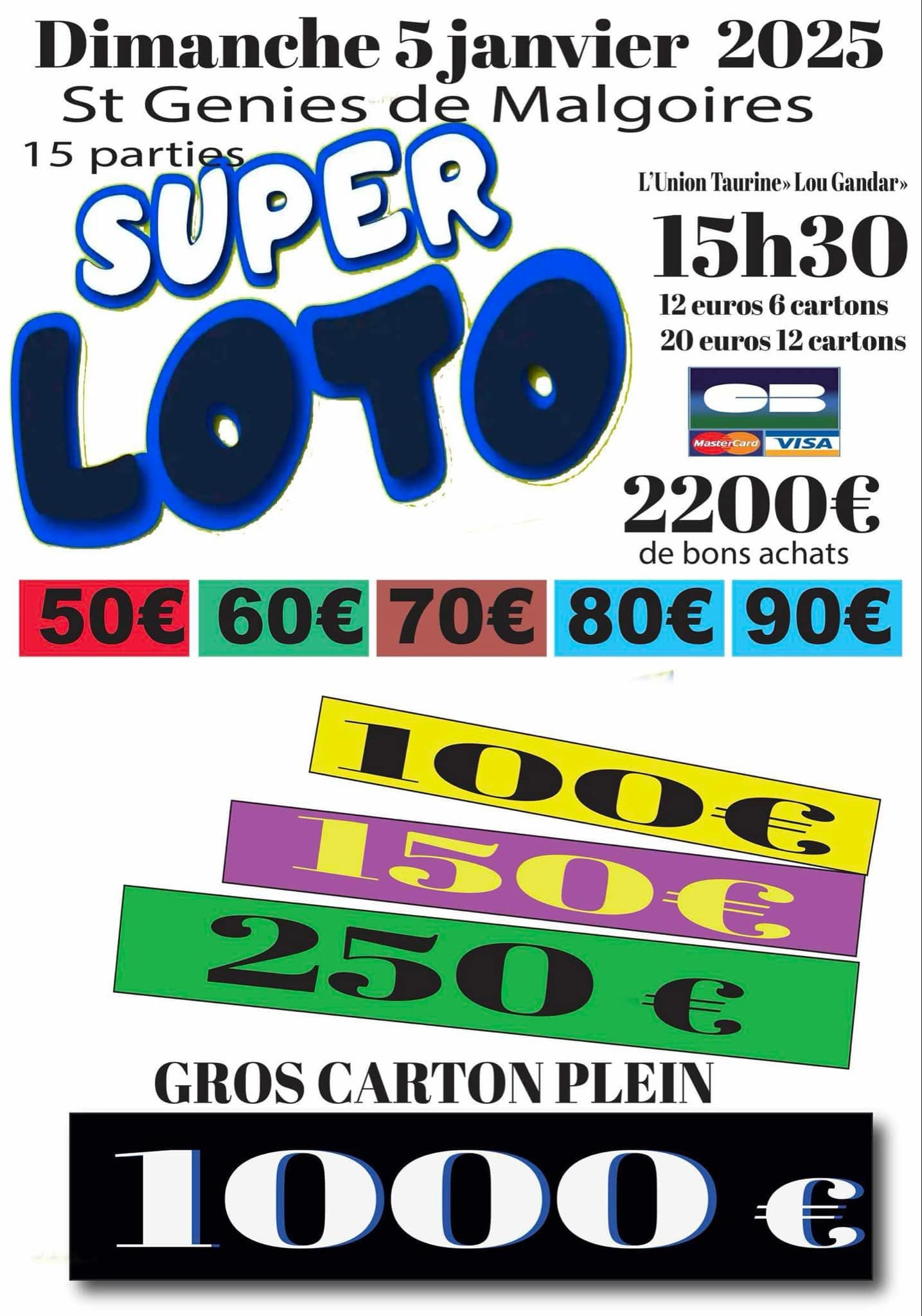 Affiche du loto à Saint Génies-de-Malgoirès